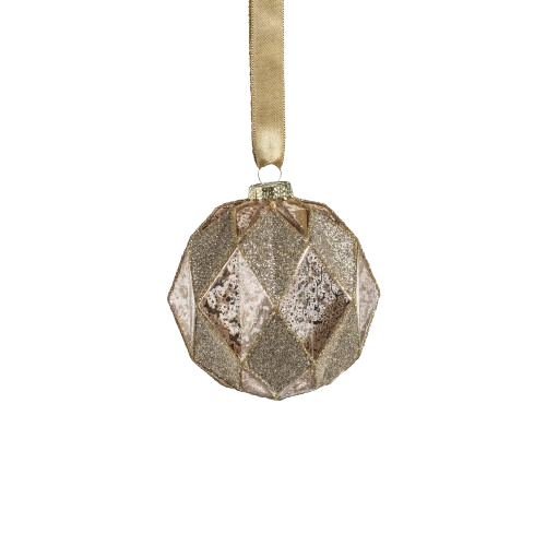Harlequin Glass Ornament, gold