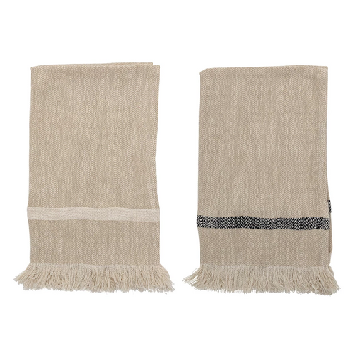 Woven Cotton Tea Towel with Fringe