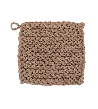 Crocheted Pot Holder, taupe