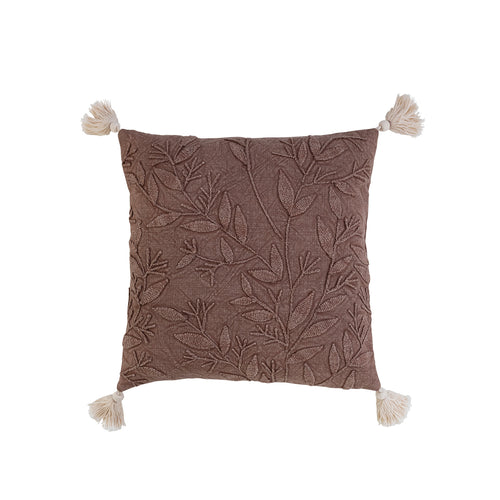 Cotton Embroidered Pillow, aubergine