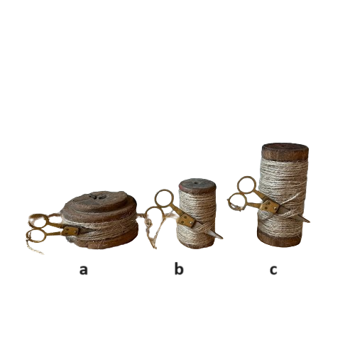 Wooden Spool with Jute and Scissors