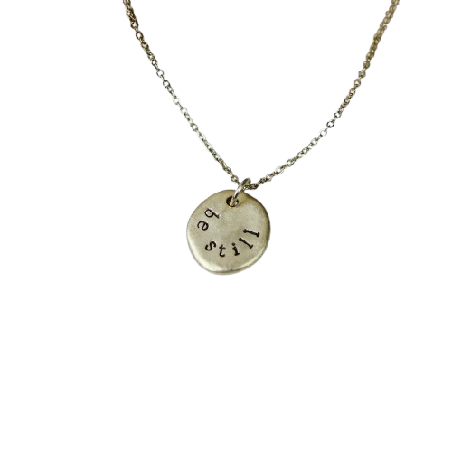 "Be Still" Hammered Charm Necklace