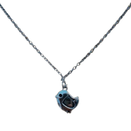 Bird with Heart Wing Necklace