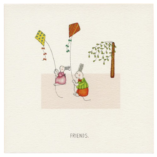 Greeting Card - Bunnies Flying Kites
