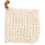 Crocheted Pot Holder with Leather Loop, cream