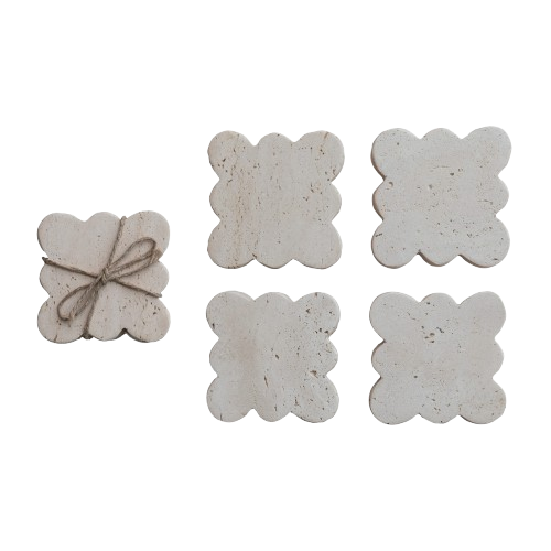 Scalloped Stone Coasters, set/4