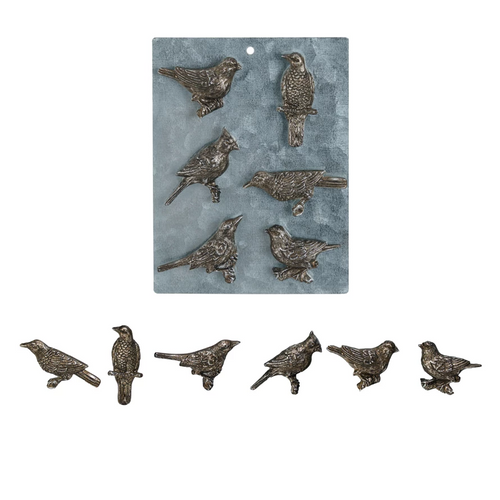 Pewter Bird Magnets, set/6