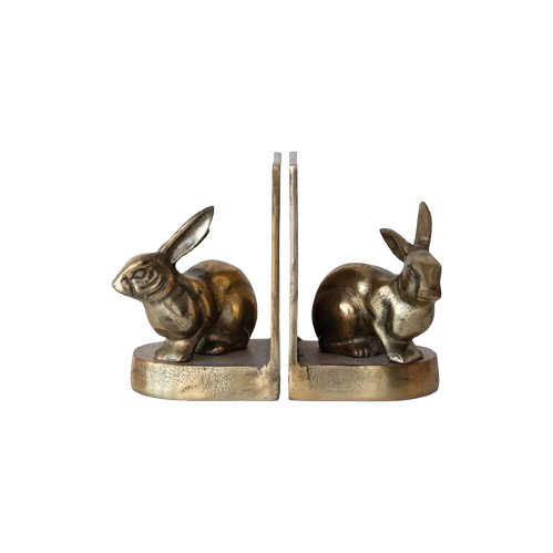 Gold Rabbit Bookends, set/2