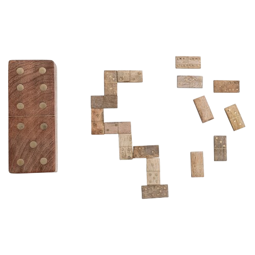 Wood and Brass Domino Set