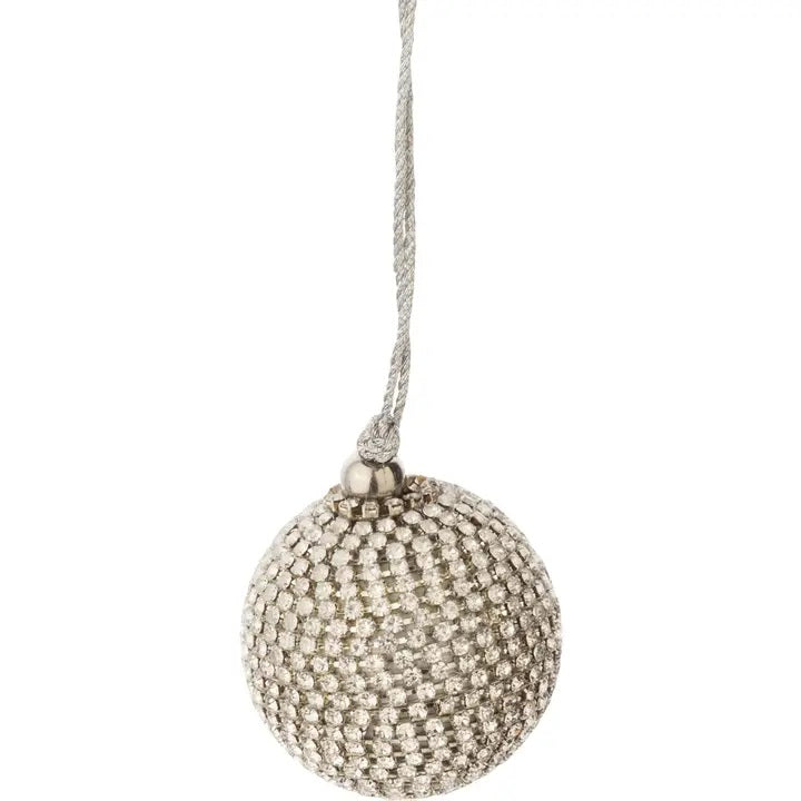 Rhinestone Wrapped Ornament, silver (small)