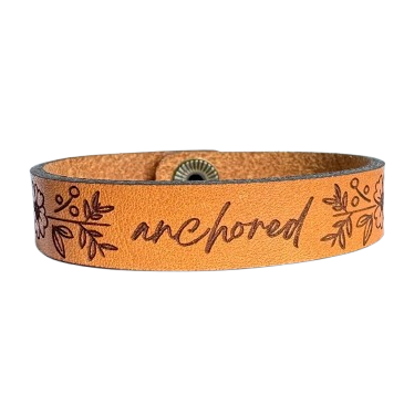 Leather Bracelet - Floral/Word