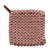 Crocheted Pot Holder with Leather Loop, blush