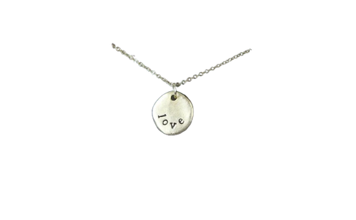 "Love" Hammered Charm Necklace