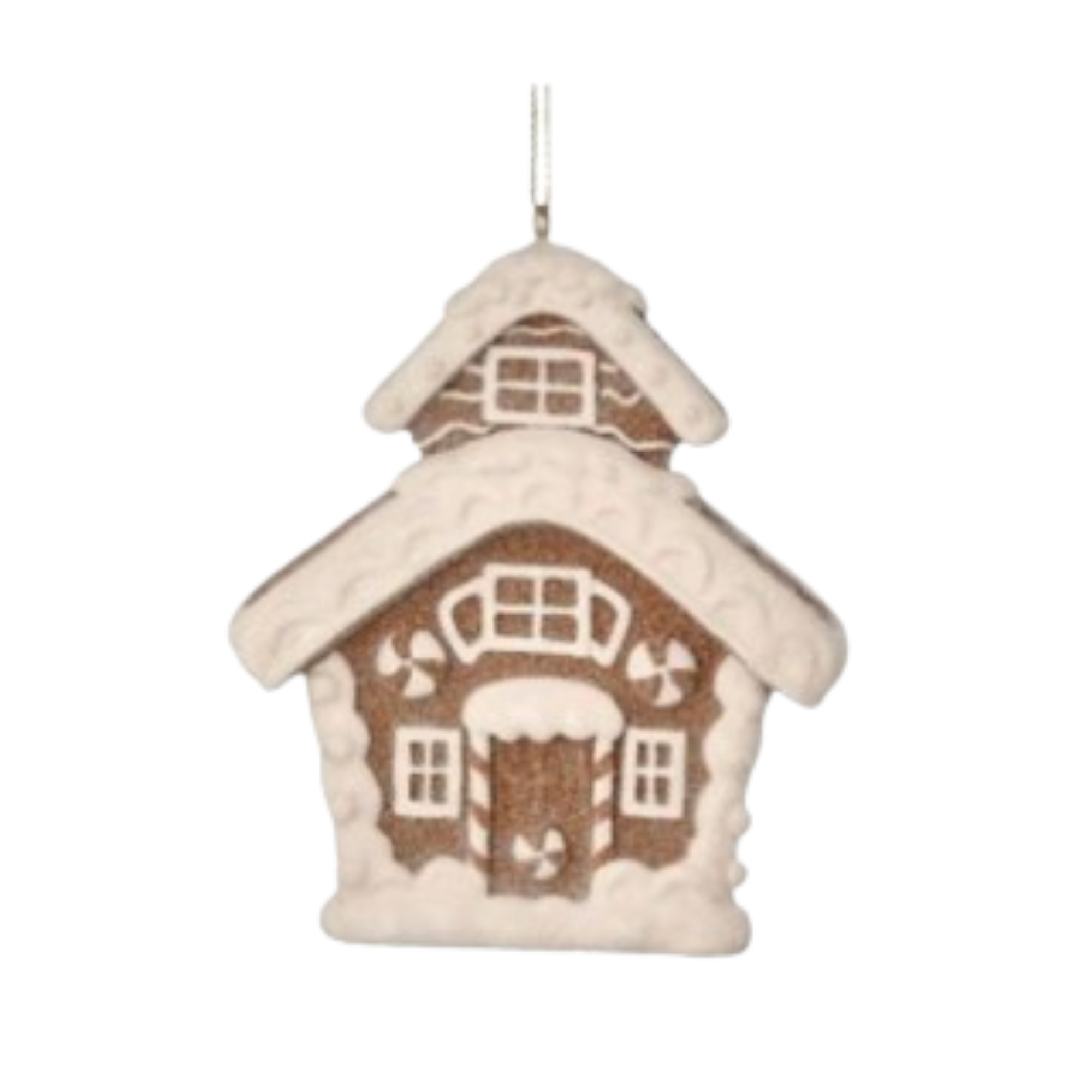 Flocked Gingerbread House Ornament