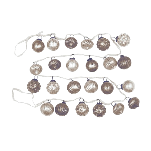 Mercury Glass Garland, cream/taupe