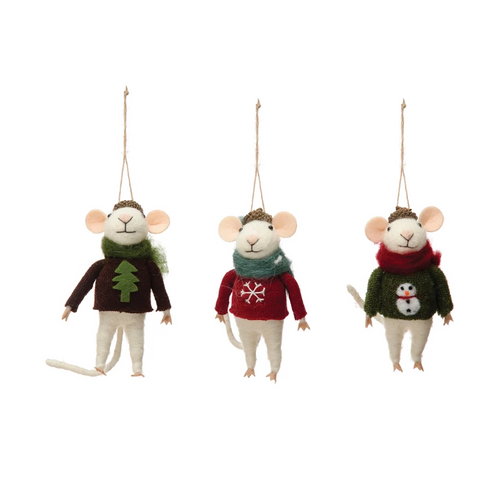Felt Hat/Sweater Mouse Ornament