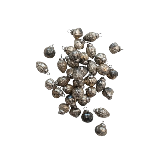Mercury Glass Ornaments, antiqued silver
