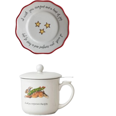 Christmas Mug/Saucer, rabbit