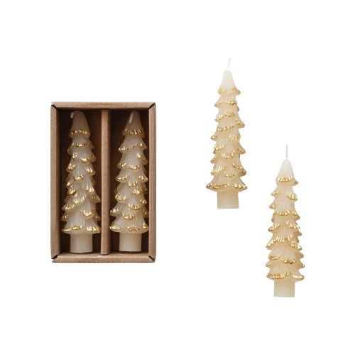 Tree Candles, gold, set/2