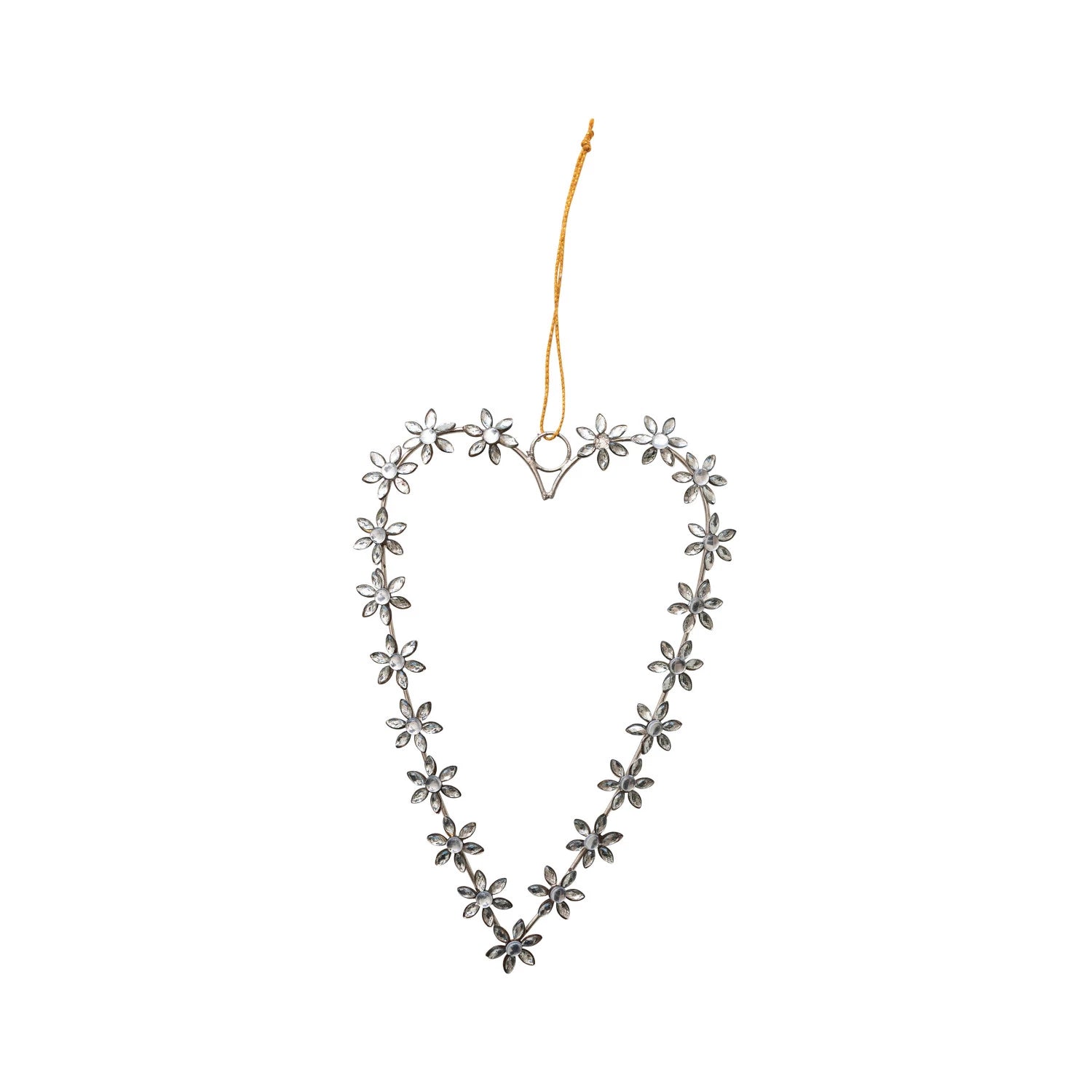 Crystal Flower Heart Ornament