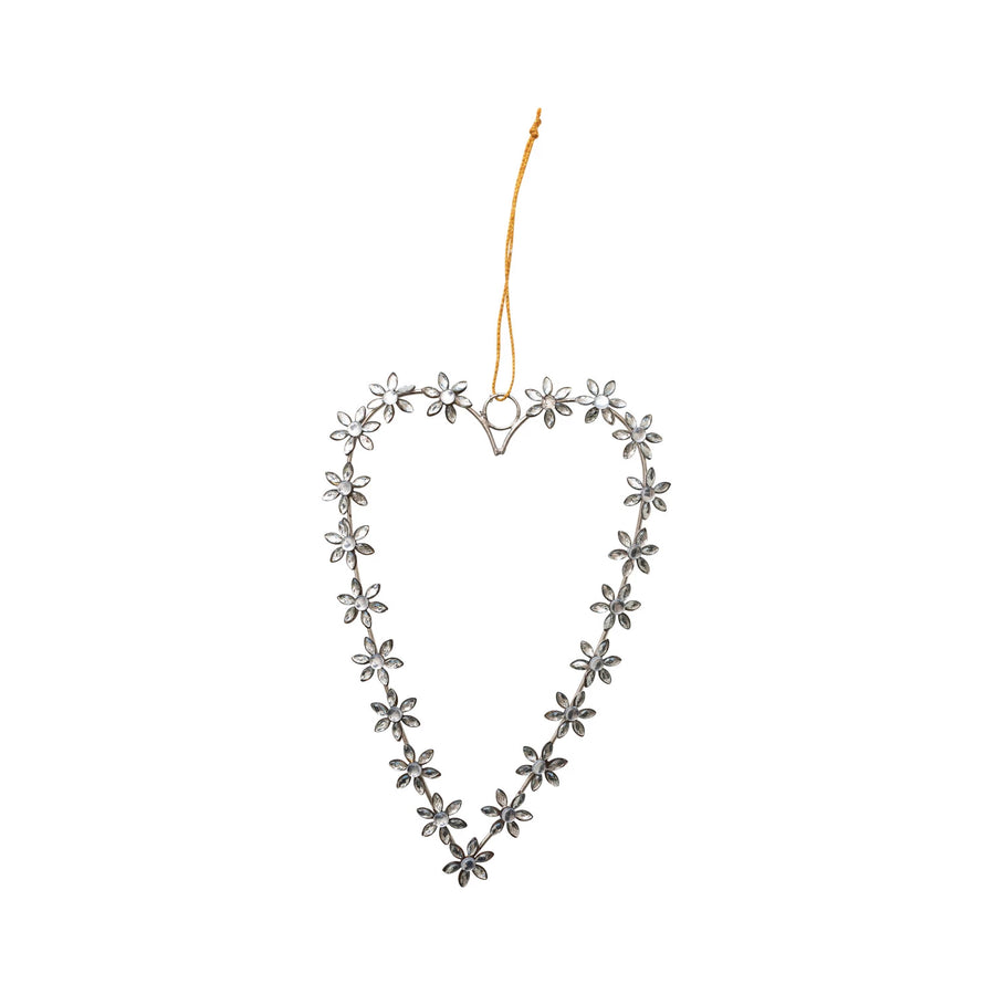 Crystal Flower Heart Ornament