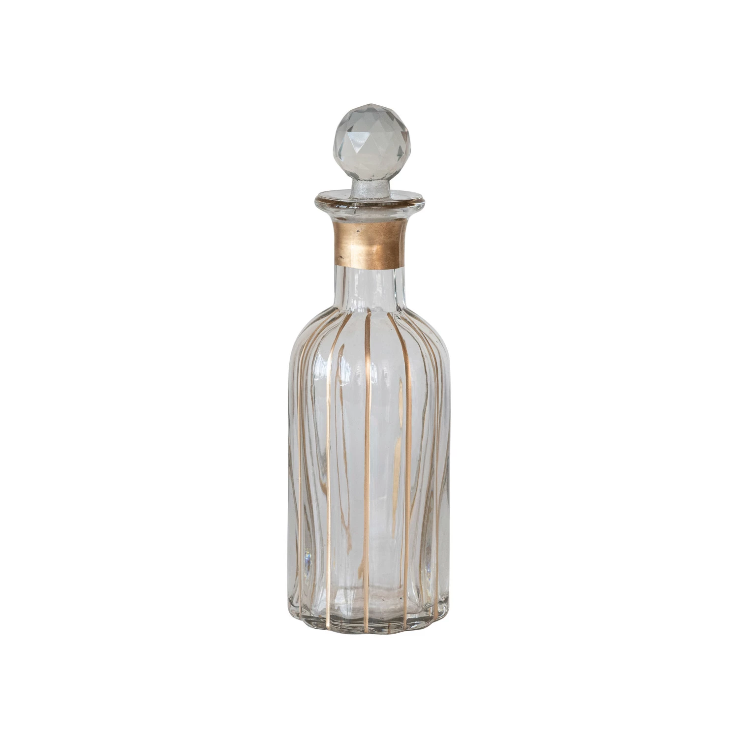 Blown Glass Decanter with Gold Detailing