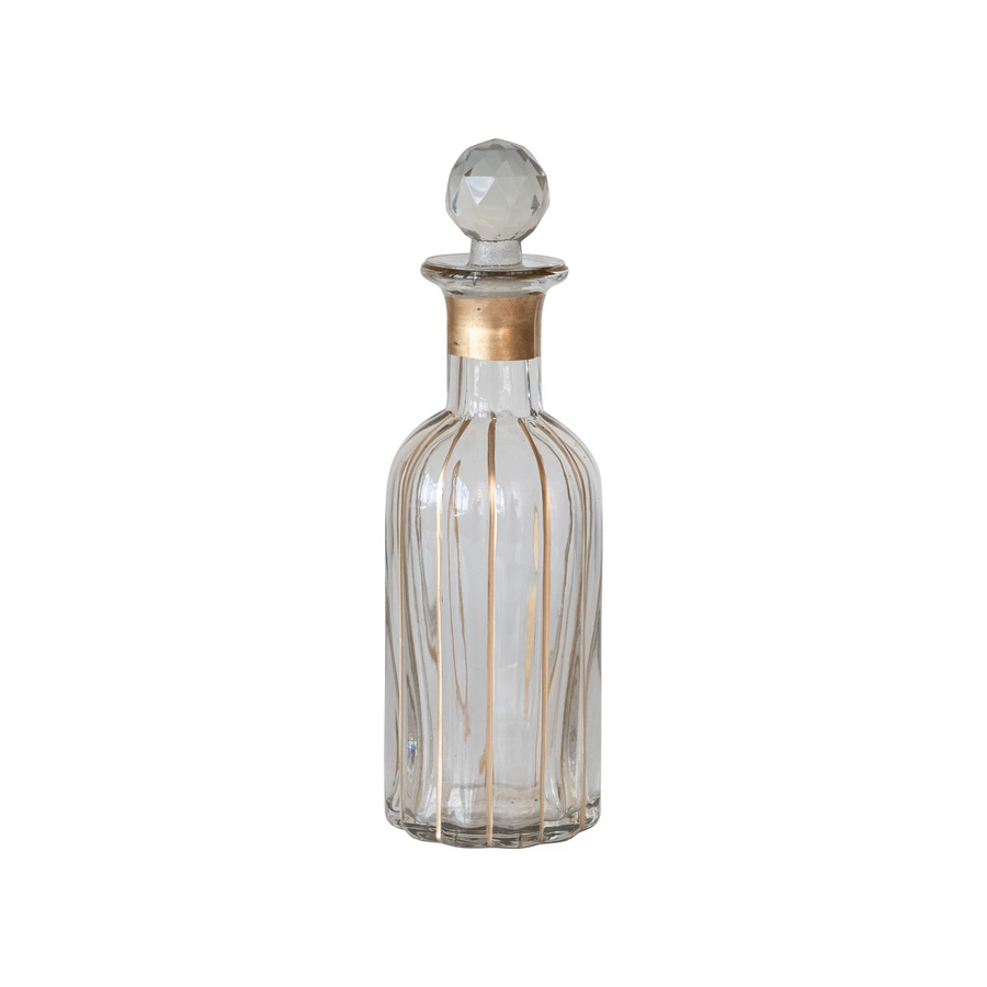 Blown Glass Decanter with Gold Detailing