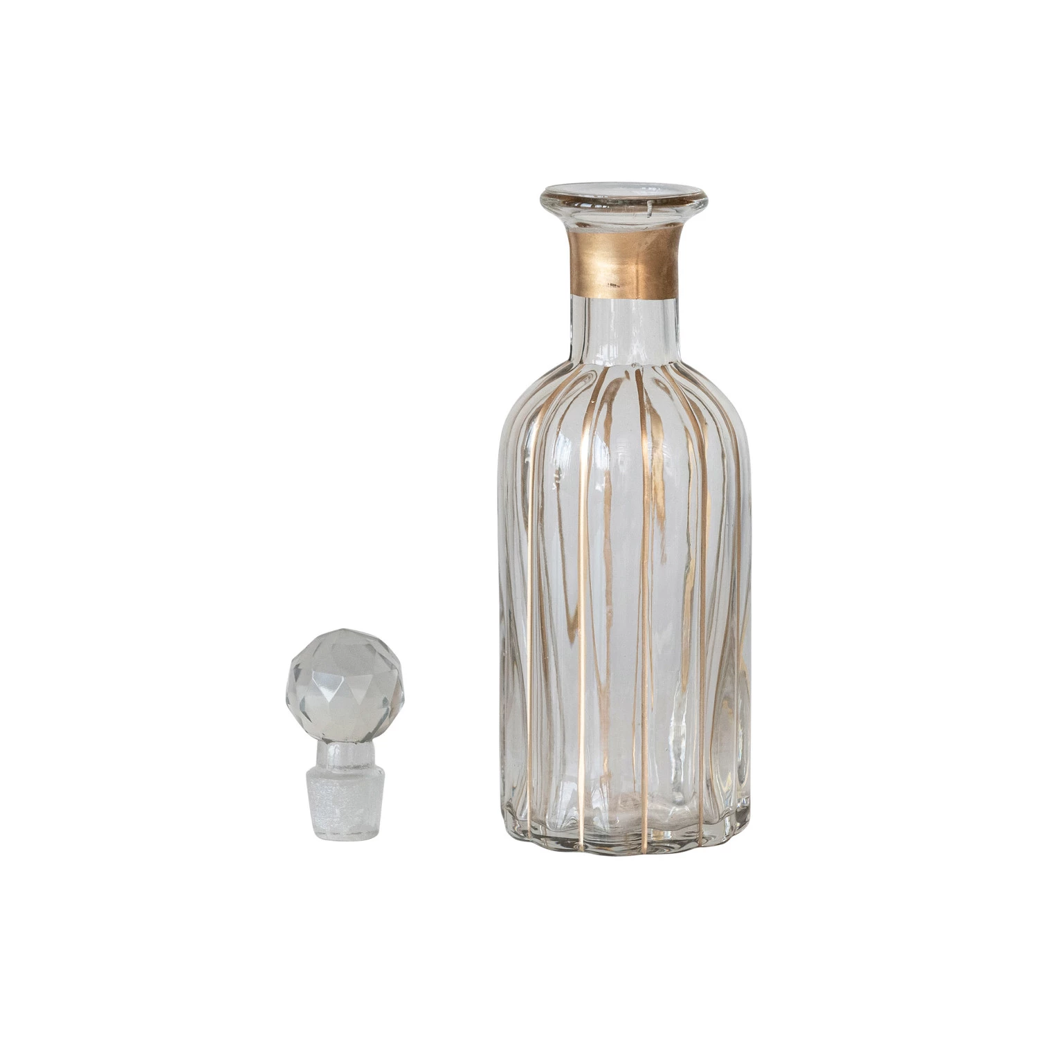 Blown Glass Decanter with Gold Detailing