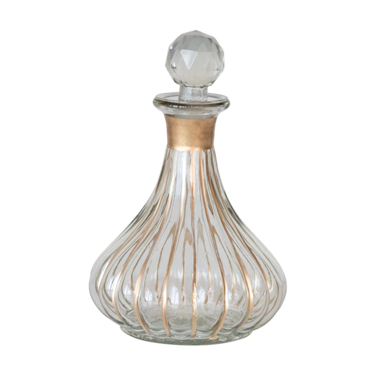 Fluted Decanter with Gold Detailing