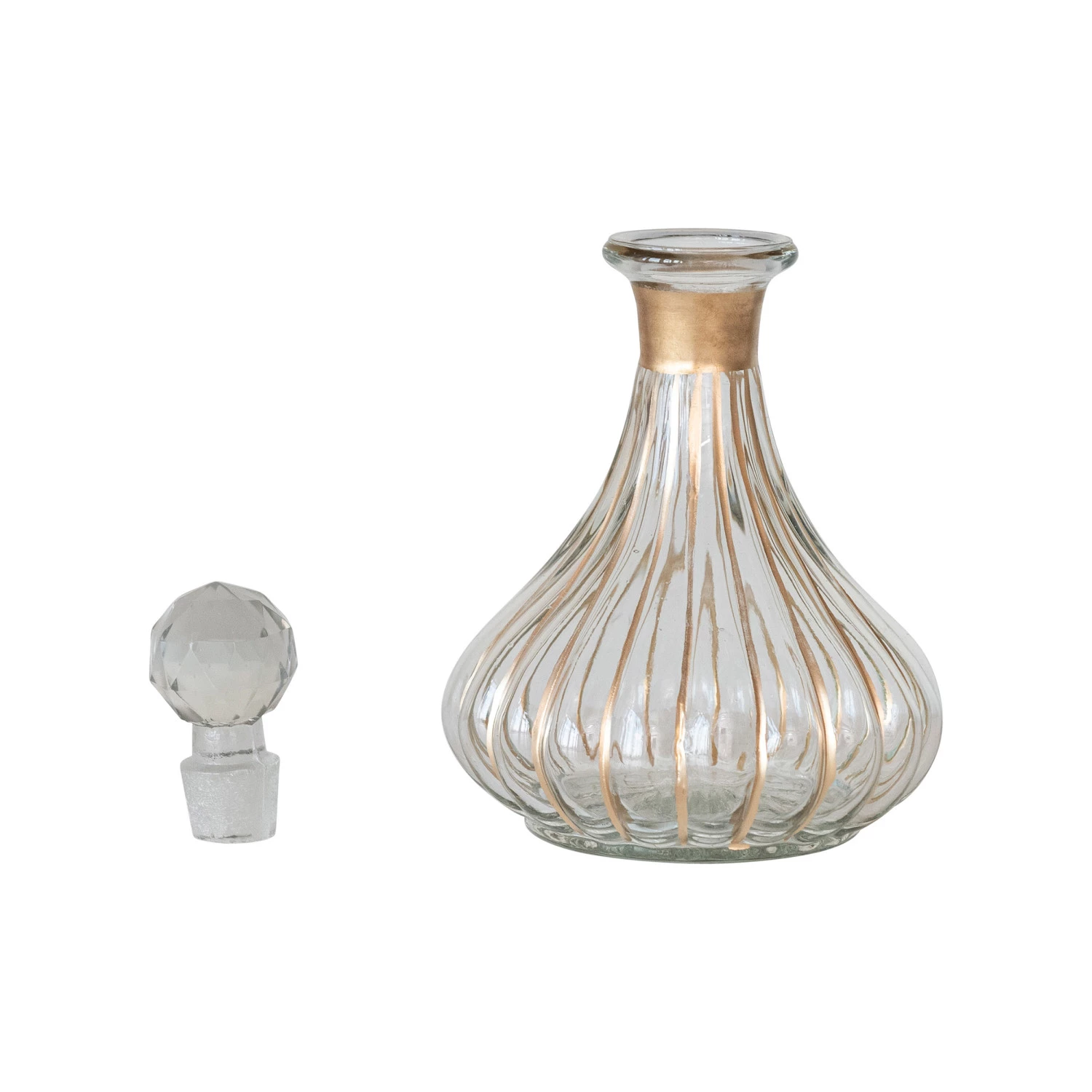 Fluted Decanter with Gold Detailing