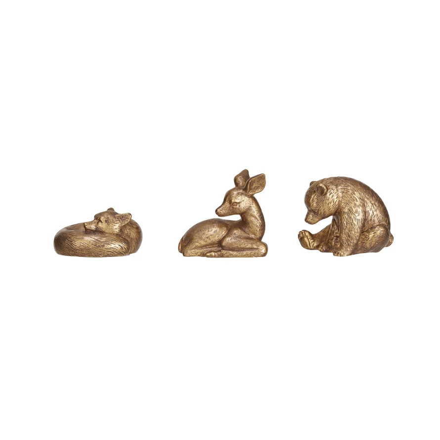 Sleepy Animal Figurine, gold