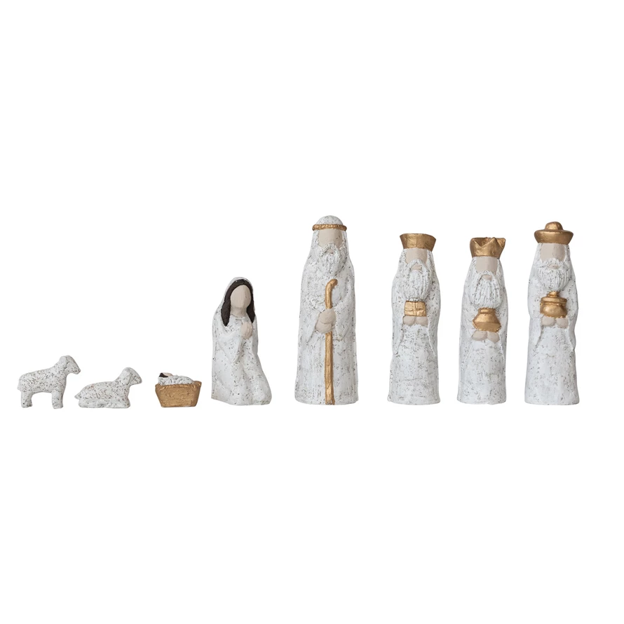 Hand Painted Resin Nativity, set/8