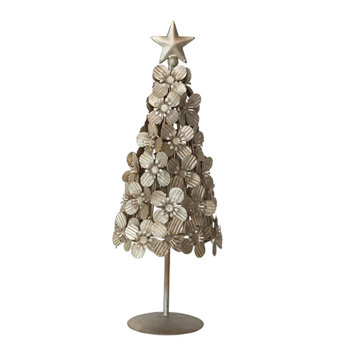 Metal Flower Tree, antiqued silver