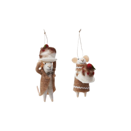 Felt Mouse with Cake Ornament