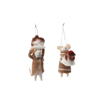 Felt Mouse with Cake Ornament