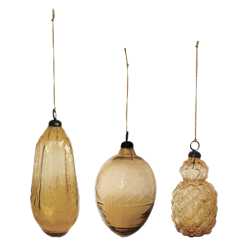 Hand Blown Ornament, amber