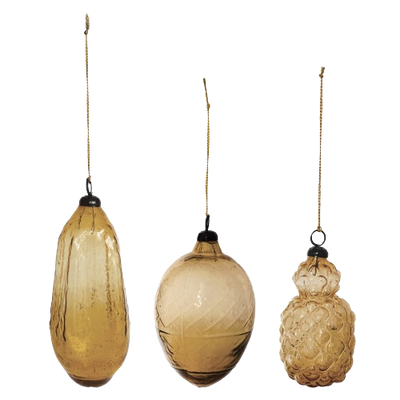 Hand Blown Ornament, amber