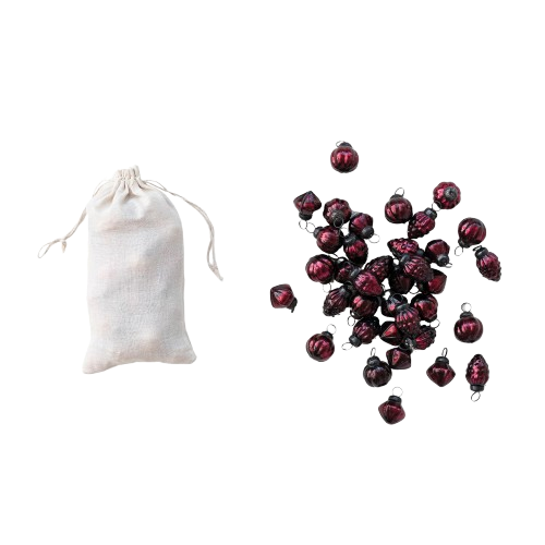 Mercury Glass Ornaments, burgundy