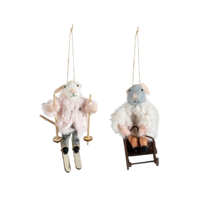 Felt Mouse- Skis/Sled