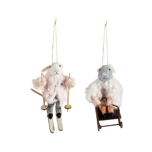 Felt Mouse- Skis/Sled