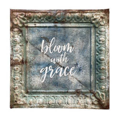 Vintage Tin "Bloom with grace"