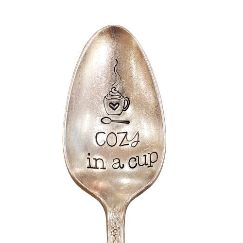 Vintage Stamped Spoon "Cozy in a Cup"