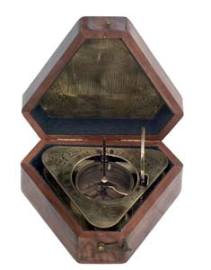 Antique Sundial, Wooden Box