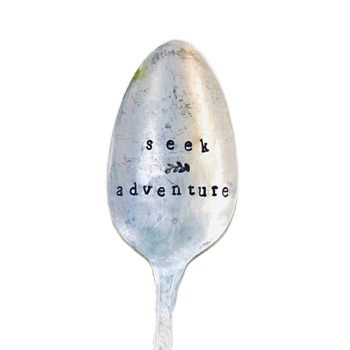 Vintage Stamped Spoon "Seek Adventure"