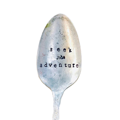 Vintage Stamped Spoon "Seek Adventure"