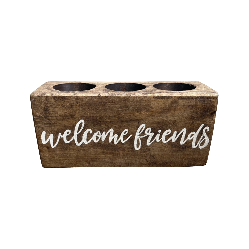 3 Hole Sugar Mold - "Welcome Friends"