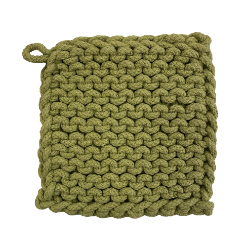 Crocheted Pot Holder, olive