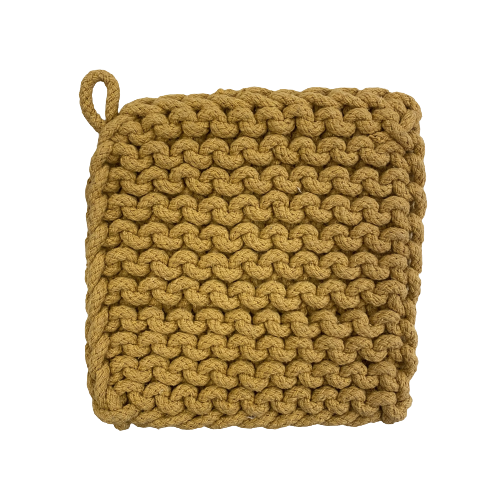 Crocheted Pot Holder, mustard