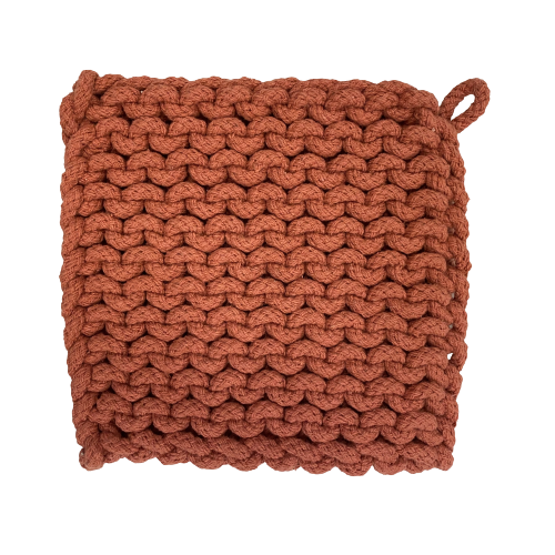 Crocheted Pot Holder, coral