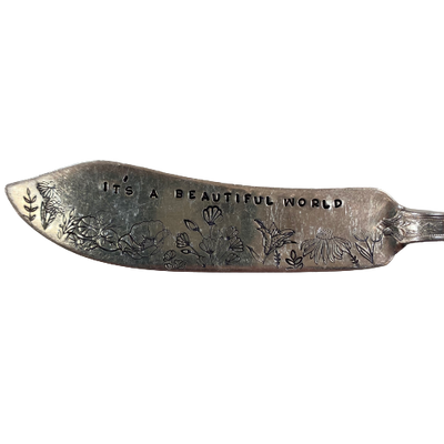 Vintage Stamped Butter Knife "It's a Beautiful World"